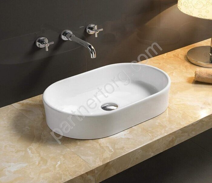 CeramaLux 9025 раковина настольная овальная белая