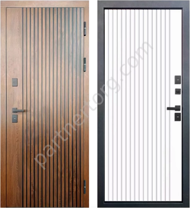 Протерма МДФ/МДФ 12см дверь стальная для улицы МДФ «Винорит» грецкий орех, МДФ белый