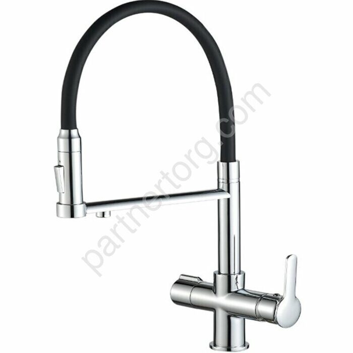 HB76854 Haiba смеситель для кухни с фильтром для воды, черный/хром