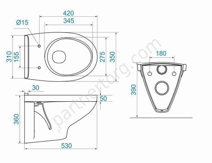 Бореаль подвесной унитаз белый Santek с сидением