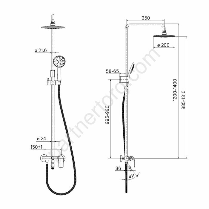Chip Iddis душевая система со смесителем, верхним душем и изливом, хром CHISB1Fi06