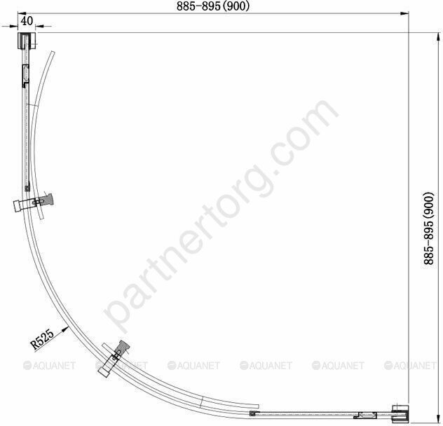 Aquanet Delta R550 NPE2142, душевой уголок полукруглый, 90х90х200 см, прозрачное стекло, профиль хром