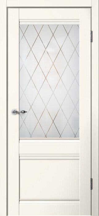 C01 ПО Classic FlyDoors дверь межкомнатная эмалит ваниль матовое стекло