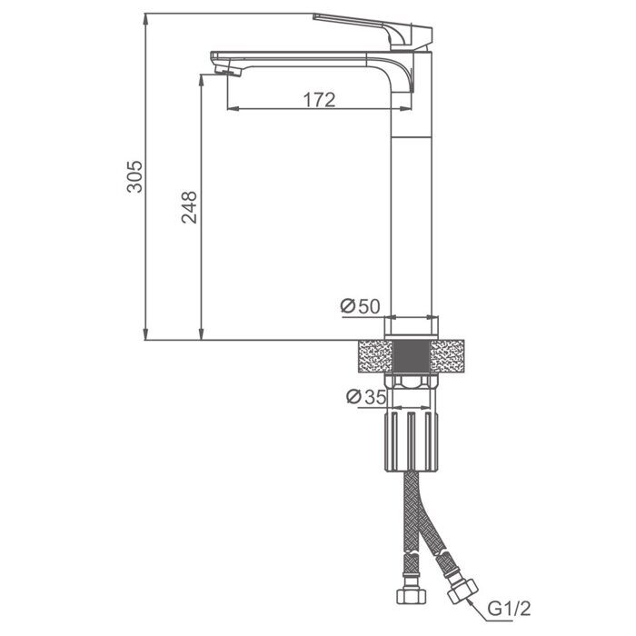S30.15.09 Splenka Смеситель для умывальника высокий, графит