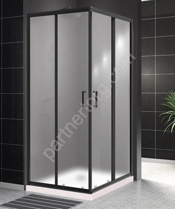 BelBagno UNO-195-A-2-90-P-NERO душевой уголок 90х90см  стекло рифленое 5мм, профиль черный