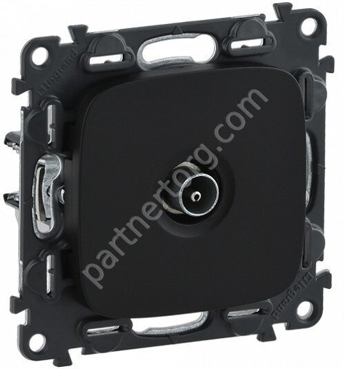 Legrand Valena Allure розетка ТВ проходная 1,5/14дБ 0-2400МГц, с лицевой панелью, цвет антрацит