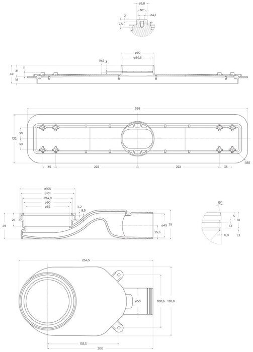BelBagno BB-LD-LUCE-60-CR душевой трап, 60 см, хром, покрытие матовое