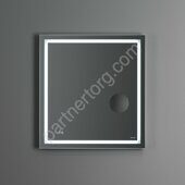 M91AMOX0653WG Gem, зеркало с контурной LED-подсветкой, встроенными часами и линзой, 65 см