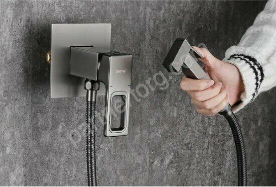 Встраиваемый гигиенический душ, цвет  оружейная сталь Gappo G7217-9