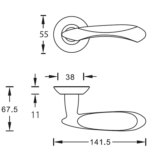Archie Palmetta S010 61II  ручка дверная фалевая на круглой накладке