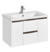 Рене 80 см тумба подвесная белая/грецкий орех для ванной комнаты с раковиной Миранда 80 Aquaton