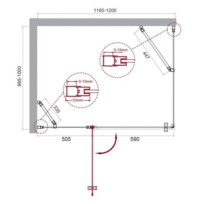 BelBagno ETNA-AH-12-120/100-C-Cr душевой уголок 120х100х195 см, дверь распашная, стекло прозрачное, профиль хром