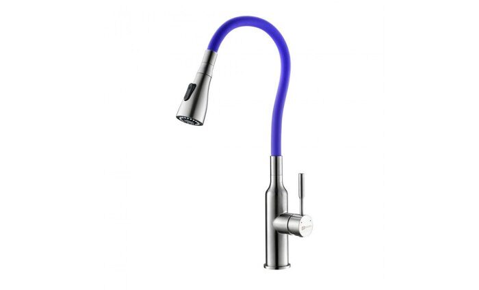 Expert LM5082S-Violet, смеситель для кухни с гибким поворотным изливом, хром-фиолетовый Lemark