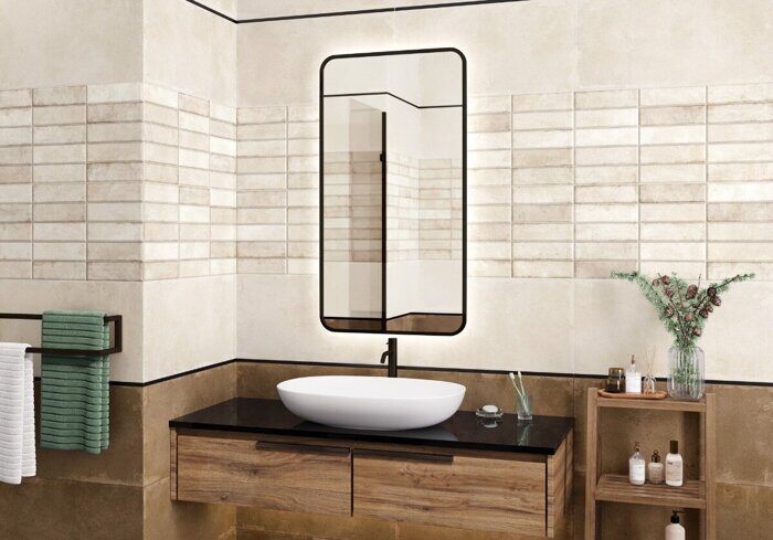 Elbrus Brick Crema New Trend настенная плитка бежевая матовая кирпичик 30х60 см