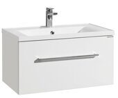 Мадрид 80 М тумба подвесная белая для ванной комнаты с раковиной Айрис 80 Aquaton
