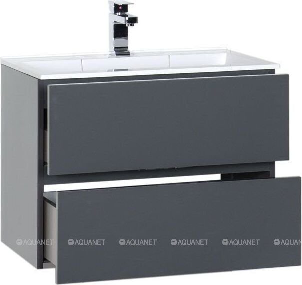 Алвита 70 тумба серый антрацит для ванной комнаты с раковиной-столешницей Фортуна 70 Aquanet