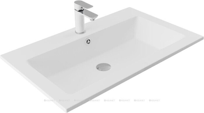 Электра 80 раковина-столешница белая матовая с отверстием под смеситель Aquanet