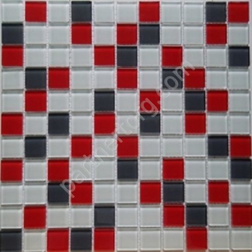 Красно-белая стеклянная мозаика Crystal series S-455