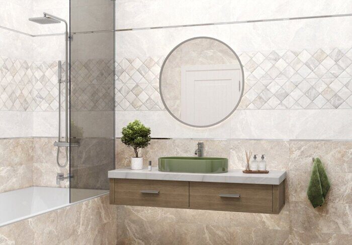 Persey настенная плитка бежевая матовая sugar-эффект декофон 25х50см Alma Ceramica TWU2550PRS14