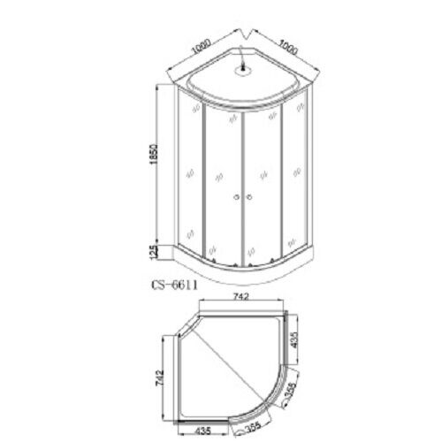Loranto CS-6611 G, 100*100*215 душевая кабина, поддон 13см, прозрачное стекло