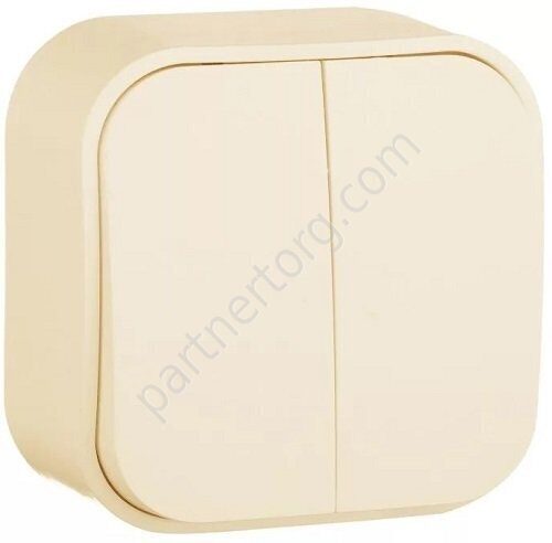 Legrand Quteo выключатель 2-х клавишный 10АX 250В, цвет слоновая кость