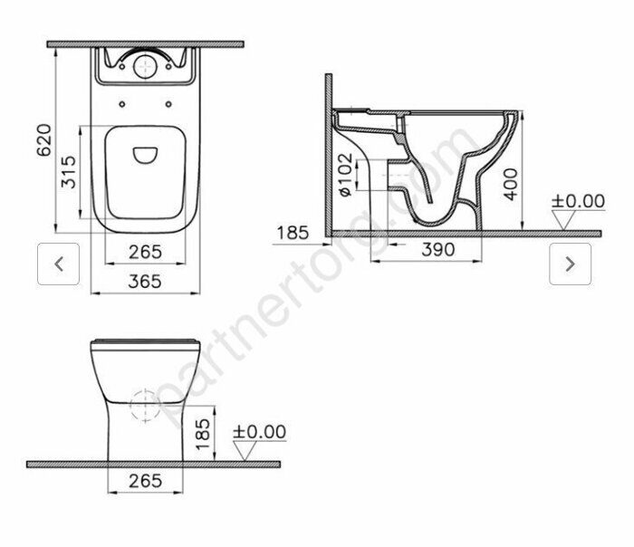 Integra Square Open-Back безободковый напольный унитаз, сиденье тонкое микролифт Vitra