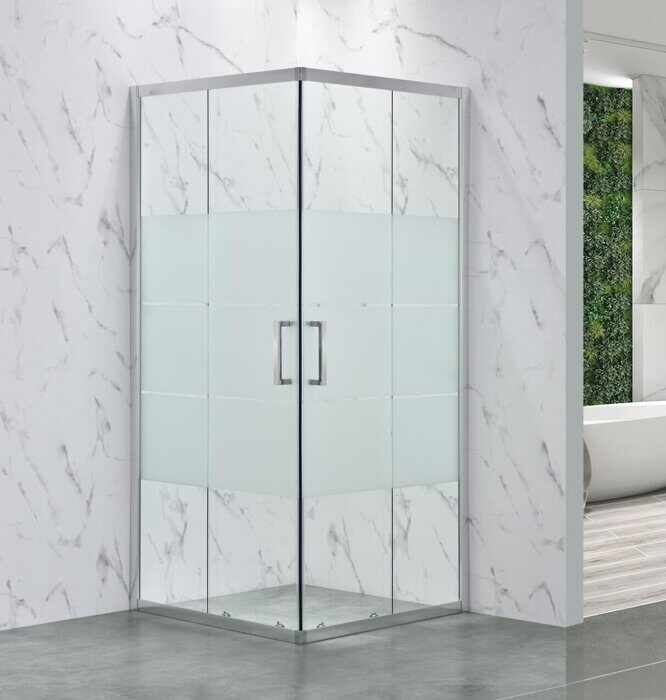 ODA СМ8037 душевое ограждение 90х90 см раздвижная дверь, секло прозрачное с частичным тонированием, профиль хром