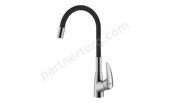 Linara LM0415C-Black, смеситель для кухни с гибким поворотным изливом, хром-черный Lemark