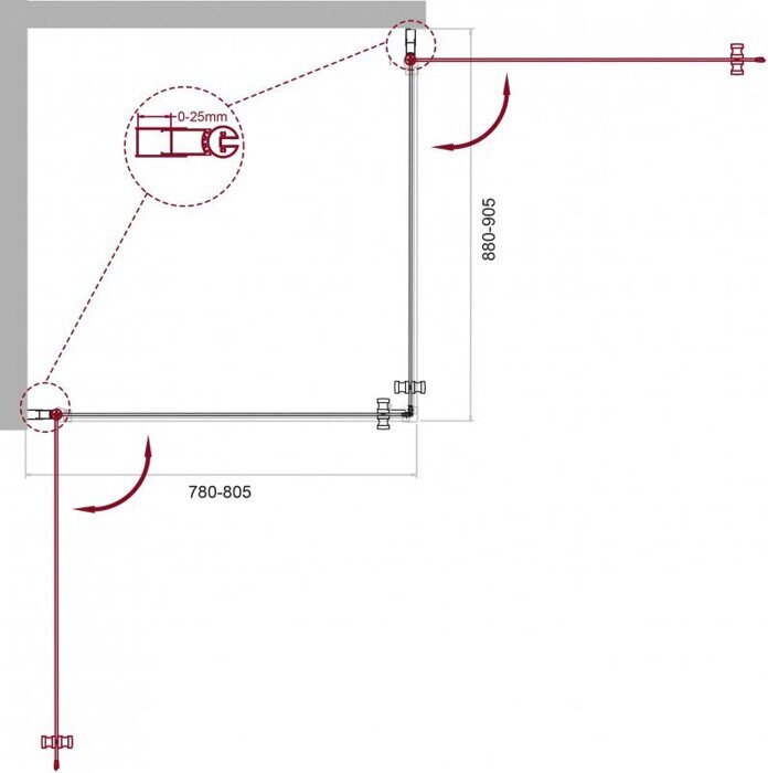 BelBagno ETNA-AH-2-80/90-C-Cr душевой уголок 80х90х195 см, дверь распашная, стекло прозрачное, профиль хром