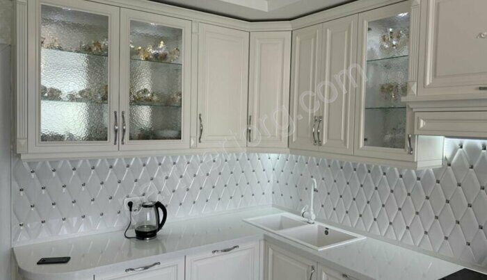 Ceramic Series TR-1025A белая глянцевая плитка объемный ромб 10х20см