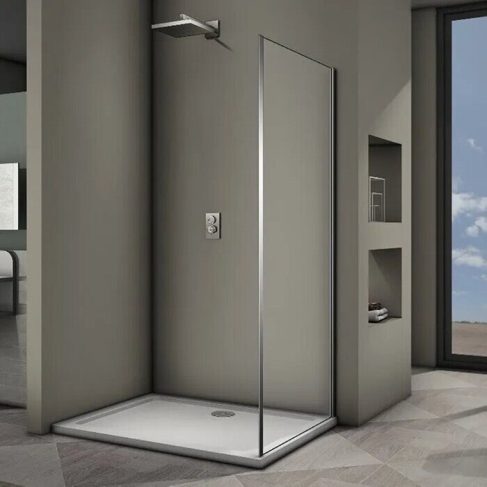 Veconi KP02-90-01-19C3 боковая панель 90х190 см, профиль хром, стекло прозрачное