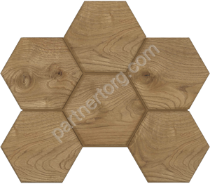 Selection Hexagon Walnut SI04 орех неполированный керамогранит 29х25см Estima Мозаика