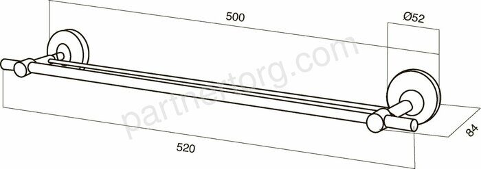 Двойная вешалка для полотенец, 52 см, хром A55335464 Bliss