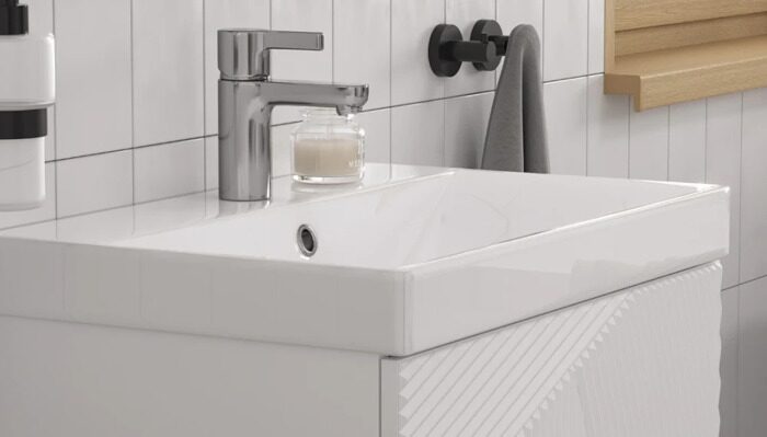 Edge 70-0-1 Velvex подвесная тумба белая для ванной комнаты с керамической раковиной  9696-70