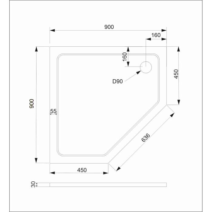 Veconi TZ12-100T-01-19C3 душевой поддон трапециевидный 100х3 см, искусственный камень
