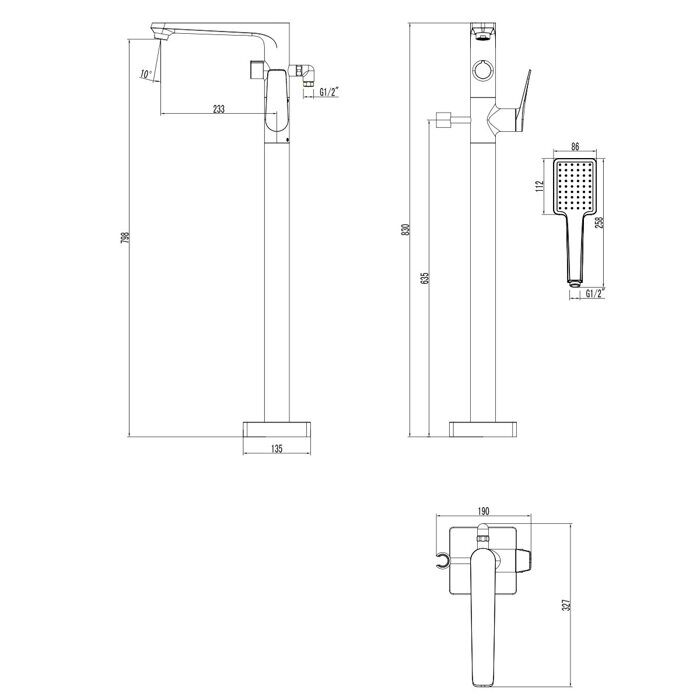 Bronx LM3744BL, смеситель для ванны напольный, черный Lemark