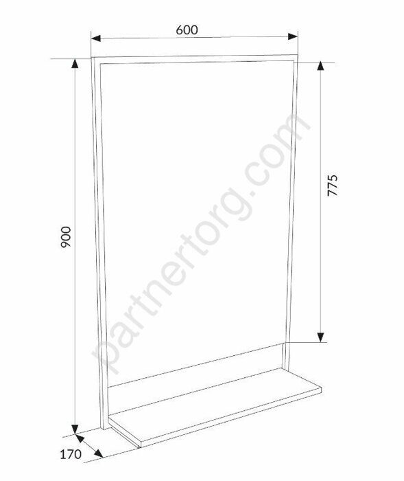 Grunge Loft 60П черное зеркало с полкой для ванной комнаты Marka One