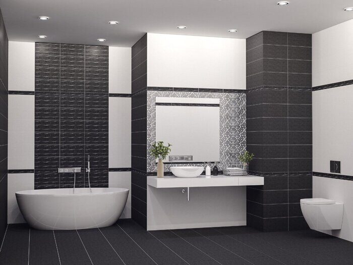 Дефиле Неро плитка для пола черная полуматовая 42х42см Azori