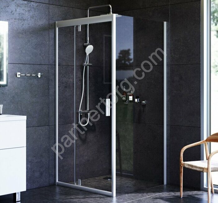 Душевое ограждение Gem Sqare Pivot 90x90 стекло прозрачное, профиль матовый хром W90G-404-090MT