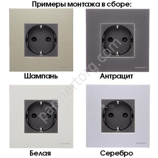 Schuko Zenit Abb NIE розетка с заземлением, со шторками, 16А / 250В, цвет антрацит