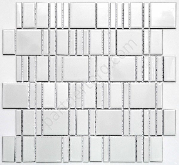 Porcelain series PS2348-11 белая керамогранитная мозаика 2,3х4,8 см