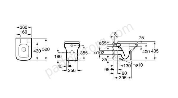 Dama-N Roca унитаз напольный приставной 52 см
