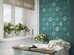 Devore Indigo Geometria декор сине-зеленый сатинированный 31х63см Azori
