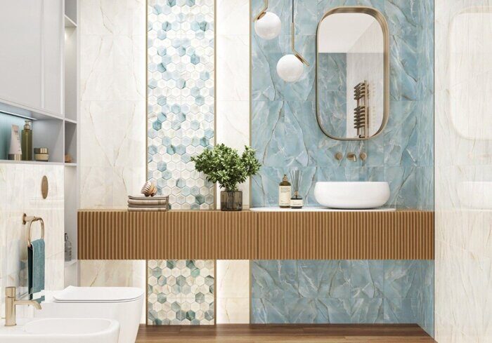 Maritime настенная плитка белая глянцевая 25х50см Alma Ceramica TWU2550MRM04