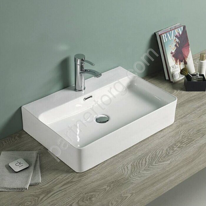 Azario белая раковина настольная с отверстием под смеситель 60х42х13см AZ-2173 SP