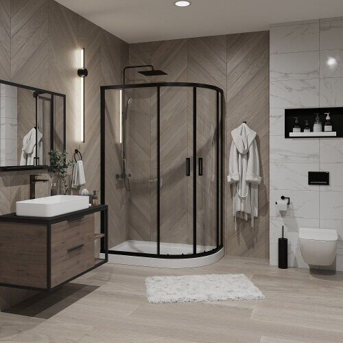 Niagara Nova NG-6821-08ВLACK душевое ограждение 120х80см, раздвижная дверь