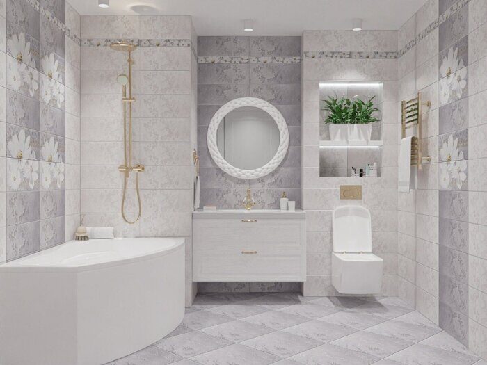 Sfumato Grey Floret бордюр серый полуматовый 6,2х50,5см Azori