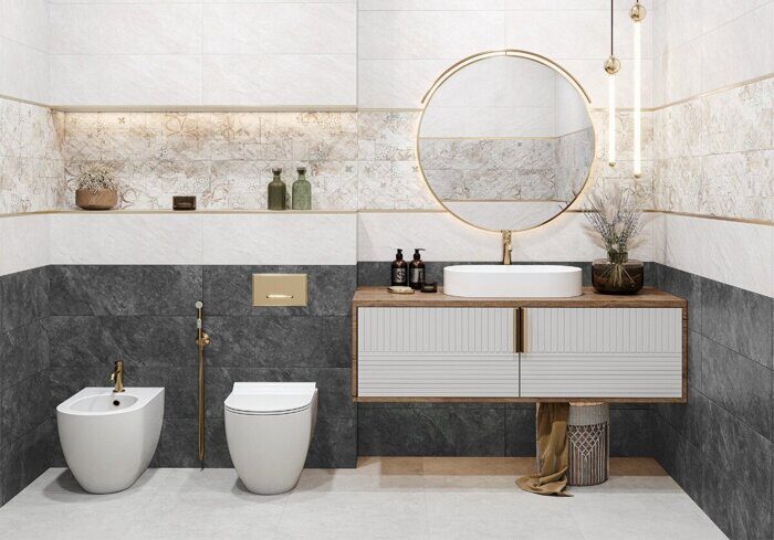 Kreo Light Delacora настенная плитка бежевая матовая с рисунком 24,6х74см