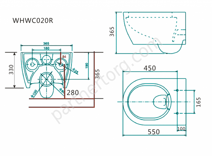 Унитаз подвесной Maison MD493-50 55,0 см с сидением, смыв "Торнадо"