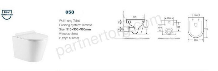 Calypso CS53EP подвесной безободковый унитаз с крышкой-сидением, микролифт